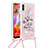 Custodia Silicone Cover Morbida Bling-Bling con Cinghia Cordino Mano S02 per Samsung Galaxy M11