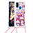 Custodia Silicone Cover Morbida Bling-Bling con Cinghia Cordino Mano S02 per Samsung Galaxy M21