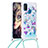 Custodia Silicone Cover Morbida Bling-Bling con Cinghia Cordino Mano S02 per Samsung Galaxy M30s