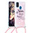 Custodia Silicone Cover Morbida Bling-Bling con Cinghia Cordino Mano S02 per Samsung Galaxy M30s Multicolore