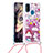 Custodia Silicone Cover Morbida Bling-Bling con Cinghia Cordino Mano S02 per Samsung Galaxy M30s Rosso