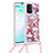 Custodia Silicone Cover Morbida Bling-Bling con Cinghia Cordino Mano S02 per Samsung Galaxy M80S