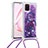 Custodia Silicone Cover Morbida Bling-Bling con Cinghia Cordino Mano S02 per Samsung Galaxy Note 10 Lite Viola