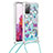 Custodia Silicone Cover Morbida Bling-Bling con Cinghia Cordino Mano S02 per Samsung Galaxy S20 FE 4G Cielo Blu