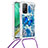 Custodia Silicone Cover Morbida Bling-Bling con Cinghia Cordino Mano S02 per Xiaomi Mi 10T 5G Blu