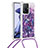 Custodia Silicone Cover Morbida Bling-Bling con Cinghia Cordino Mano S02 per Xiaomi Mi 11T 5G Viola