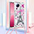 Custodia Silicone Cover Morbida Bling-Bling con Cinghia Cordino Mano S02 per Xiaomi Mi 12 Lite NE 5G Rosa