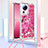 Custodia Silicone Cover Morbida Bling-Bling con Cinghia Cordino Mano S02 per Xiaomi Mi 12 Lite NE 5G Rosa Caldo