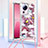 Custodia Silicone Cover Morbida Bling-Bling con Cinghia Cordino Mano S02 per Xiaomi Mi 13 Lite 5G Rosso