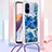 Custodia Silicone Cover Morbida Bling-Bling con Cinghia Cordino Mano S02 per Xiaomi Poco C55 Blu
