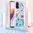 Custodia Silicone Cover Morbida Bling-Bling con Cinghia Cordino Mano S02 per Xiaomi Redmi 11A 4G Cielo Blu