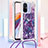 Custodia Silicone Cover Morbida Bling-Bling con Cinghia Cordino Mano S02 per Xiaomi Redmi 12C 4G Viola