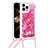 Custodia Silicone Cover Morbida Bling-Bling con Cinghia Cordino Mano S03 per Apple iPhone 13 Pro Max