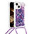 Custodia Silicone Cover Morbida Bling-Bling con Cinghia Cordino Mano S03 per Apple iPhone 14