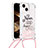 Custodia Silicone Cover Morbida Bling-Bling con Cinghia Cordino Mano S03 per Apple iPhone 14