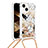 Custodia Silicone Cover Morbida Bling-Bling con Cinghia Cordino Mano S03 per Apple iPhone 14