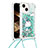 Custodia Silicone Cover Morbida Bling-Bling con Cinghia Cordino Mano S03 per Apple iPhone 14