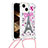 Custodia Silicone Cover Morbida Bling-Bling con Cinghia Cordino Mano S03 per Apple iPhone 14