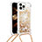 Custodia Silicone Cover Morbida Bling-Bling con Cinghia Cordino Mano S03 per Apple iPhone 14 Pro