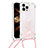 Custodia Silicone Cover Morbida Bling-Bling con Cinghia Cordino Mano S03 per Apple iPhone 14 Pro Max Rosa