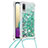 Custodia Silicone Cover Morbida Bling-Bling con Cinghia Cordino Mano S03 per Samsung Galaxy A02 Verde