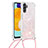 Custodia Silicone Cover Morbida Bling-Bling con Cinghia Cordino Mano S03 per Samsung Galaxy A04s