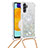 Custodia Silicone Cover Morbida Bling-Bling con Cinghia Cordino Mano S03 per Samsung Galaxy A04s Argento