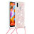 Custodia Silicone Cover Morbida Bling-Bling con Cinghia Cordino Mano S03 per Samsung Galaxy A11