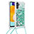 Custodia Silicone Cover Morbida Bling-Bling con Cinghia Cordino Mano S03 per Samsung Galaxy A13 5G Verde