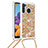 Custodia Silicone Cover Morbida Bling-Bling con Cinghia Cordino Mano S03 per Samsung Galaxy A21 Oro