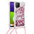 Custodia Silicone Cover Morbida Bling-Bling con Cinghia Cordino Mano S03 per Samsung Galaxy A22 4G