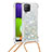 Custodia Silicone Cover Morbida Bling-Bling con Cinghia Cordino Mano S03 per Samsung Galaxy A22 4G Argento