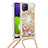 Custodia Silicone Cover Morbida Bling-Bling con Cinghia Cordino Mano S03 per Samsung Galaxy A22 4G Oro