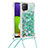 Custodia Silicone Cover Morbida Bling-Bling con Cinghia Cordino Mano S03 per Samsung Galaxy A22 4G Verde