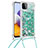 Custodia Silicone Cover Morbida Bling-Bling con Cinghia Cordino Mano S03 per Samsung Galaxy A22s 5G