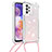 Custodia Silicone Cover Morbida Bling-Bling con Cinghia Cordino Mano S03 per Samsung Galaxy A23 4G