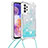 Custodia Silicone Cover Morbida Bling-Bling con Cinghia Cordino Mano S03 per Samsung Galaxy A23 4G