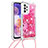 Custodia Silicone Cover Morbida Bling-Bling con Cinghia Cordino Mano S03 per Samsung Galaxy A23 5G Rosa Caldo