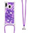 Custodia Silicone Cover Morbida Bling-Bling con Cinghia Cordino Mano S03 per Samsung Galaxy A40 Viola