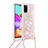Custodia Silicone Cover Morbida Bling-Bling con Cinghia Cordino Mano S03 per Samsung Galaxy A41
