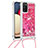 Custodia Silicone Cover Morbida Bling-Bling con Cinghia Cordino Mano S03 per Samsung Galaxy F02S SM-E025F