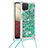 Custodia Silicone Cover Morbida Bling-Bling con Cinghia Cordino Mano S03 per Samsung Galaxy F12 Verde