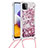 Custodia Silicone Cover Morbida Bling-Bling con Cinghia Cordino Mano S03 per Samsung Galaxy F42 5G