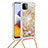 Custodia Silicone Cover Morbida Bling-Bling con Cinghia Cordino Mano S03 per Samsung Galaxy F42 5G