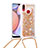 Custodia Silicone Cover Morbida Bling-Bling con Cinghia Cordino Mano S03 per Samsung Galaxy M01s