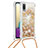 Custodia Silicone Cover Morbida Bling-Bling con Cinghia Cordino Mano S03 per Samsung Galaxy M02