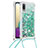 Custodia Silicone Cover Morbida Bling-Bling con Cinghia Cordino Mano S03 per Samsung Galaxy M02 Verde
