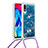 Custodia Silicone Cover Morbida Bling-Bling con Cinghia Cordino Mano S03 per Samsung Galaxy M10 Blu