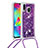 Custodia Silicone Cover Morbida Bling-Bling con Cinghia Cordino Mano S03 per Samsung Galaxy M20 Viola