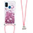 Custodia Silicone Cover Morbida Bling-Bling con Cinghia Cordino Mano S03 per Samsung Galaxy M21